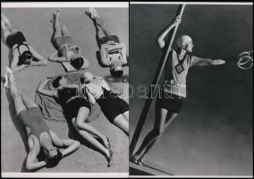 cca 1932 George Hoyningen Huene (1900-1968) divatfotós felvételei a sportruházatokról, 2 db modern nagyítás, jelzés nélkül, 21x15 cm