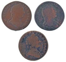 Ausztria 1760W + 1762G + 1764P 1kr Cu "Mária Terézia" (3xklf) T:F, patina Austria 1760W + 1762G + 1764P 1 Kreutzer Cu "Maria Theresia" (3xdiff) C:F, patina Krause KM#1993