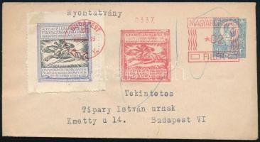 1871-es 10kr díjjegyes boríték 1930-ban felhasználva gépi bélyegzéssel, rajta a Filatéliai Kurír bélyegzésével + levélzárójával. Érdekes darab!