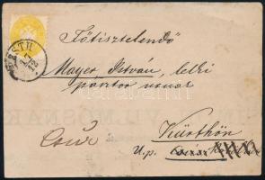 ~1864 Levél 2kr bérmentesítéssel, "PESTH" - "CSUZ"