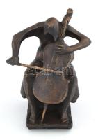 Pallag Zsuzsa (1917-2010): Csellós 1977. Patinázott bronz, jelzett 30 cm