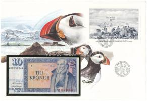 Izland 1961. 10K borítékban bélyeggel, bélyegzéssel T:UNC Iceland 1961. 10 Kronur in envelope with stamp and cancellation C:UNC