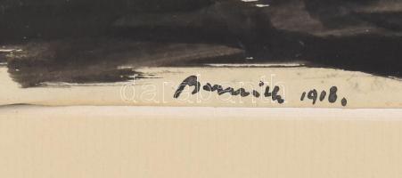 Bernáth Aurél (1895-1982): Vízparton (Balaton?), 1918. Tus, papír, jelezve jobbra lent. Hátoldalán B...