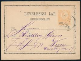 1874 2kr díjjegyes levelezőlap "PÉCS" - "WIEN"