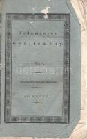 [Folyóirat.] Tudományos Gyűjtemény 1827. Tizenegyedik esztendei Folyamat [XI. évfolyam], XII. kötet. Pesten, 1827. Petrózai Trattner Mátyás' betűjivel és költségével. 158 p. A Tudományos Gyűjtemény az első számottevő magyar tudományos folyóiratunk. Fejér György kezdeményezésére 1817-1841 között jelent meg, évi 12 lapszámban. Hosszabb értekezéseket közölt a legkülönbözőbb tárgyakból: politikai, történelmi, természettudományi, honismereti témákból, és szemlézte a jelentősebb hazai és külföldi könyvmegjelenéseket is, legnagyobb erőssége pedig a néprajzi dolgozatok közlése volt, folyóirataink közül elsőként biztosított komoly terjedelmet ennek a tudományszaknak. 1827. évi 12. lapszámunk enyhén hiányos címoldalán a folyóirat hagyománya szerint elhelyezett rézmetszetű vignetta, a belső borítókon a folyóirat küldetésnyilatkozata. A tartalomból: Edvi Illés Pál: Magyar Parasztok' lakadalmi szokásaik -- Antal Jó'sef: Jász-Apáthi Városának leírása -- Kováts Sámuel: A' Mohammedanusok' Theológiájáról -- Podhratzky József: Mikor számláltattak a' szabad Királyi Városok közé Debretzen, Karpona, Szeged és Trentsin Városok -- Hrabovszky Dávid: Függelékűl Füredről 's Tihanyról. A könyvészeti és tudományos rövidhírek után, évfolyamzárásként, a 129. oldaltól a támogatók, azaz előfizetők listája. Példányunk fűzése a 19. ívnél kettévált, a kötet végi ívek fűzése kissé laza, néhány levele kijár, az oldalsó lapszéleken apró, halvány foltosság. Fűzve, ornamentikus keretdísszel illusztrált kiadói borítóban, a borítókon apró elszíneződések, apró hiányok. Körülvágatlan, jó példány.