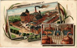 Budapest X. Haggenmacher Sörgyárak Rt. Kőbányai sörgyára, főzőterem, belső. Art Nouveau, litho (EK)