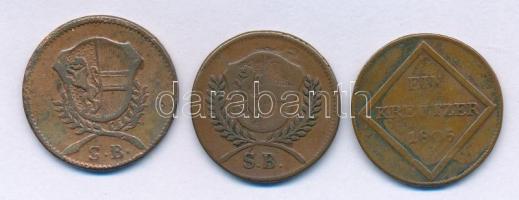 Osztrák Államok / Salzburg 1797-1802. 1kr Cu "Hieronymus von Colloredo" (2xklf) + 1805. 1k...
