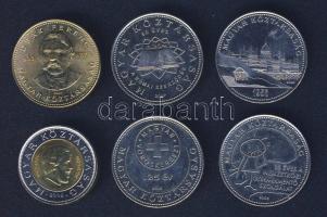 2002-2007. 20Ft "Deák" (1x) + 100Ft "Kossuth" (1x) + 50Ft (4x) klf motívumokkal T:1,2