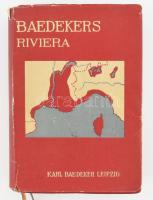 Baedeker, Karl: Riviera. Südöstliches Frankreich. Korsika. [...] Handbuch für Reisende von - - . Leipzig, 1930, Karl Baedeker. Számos térképpel illusztrálva. Német nyelven. Kiadói aranyozott egészvászon-kötés, festett lapélekkel, nagyrészt jó állapotban, sérült kiadói papír védőborítóban. (A védőborító általában hiányzik!)