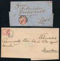 1871-1873 2 db levél Réznyomat 5kr bélyeggel "VERSETZ", "GALÁNTHA"