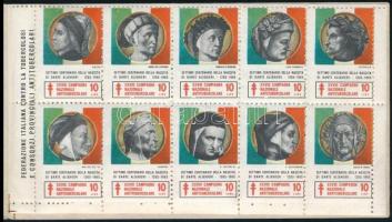 1965 Antituberkulózis adománybélyeg füzet 10 bélyeggel, mindegyiken különféle Dante képek