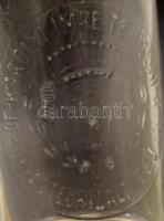 Gróf Károlyi Imre tejüzem rt. dombornyomott feliratos tejes üveg, kopással, m: 23,5 cm