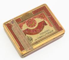 "Monopole des Tabacs de Turquie Constantinople" fém cigarettás doboz, 7x9 cm