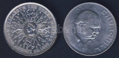 Nagy-Britannia 1965. 1C "Churchill" + 1980. 25p "Anyakirálynő 80. születésnapja" T:2 egyiken kis ph.