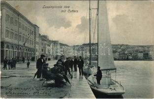 1906 Mali Losinj, Lussinpiccolo; Riva mit Cutters / port (ázott sarok / wet corner)