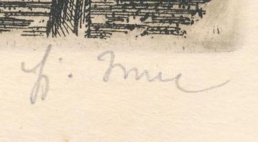 ifj. Imre István (1950-): Felsőörsi templom. Rézkarc, papír, jelzett. 29x19 cm