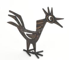 Percz János (1920-2000): Kakas. Bronz plasztika, jelzett a lábán, 20x19 cm