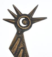 Percz János (1920-2000): Kakas. Bronz plasztika, jelzett a lábán, 20x19 cm