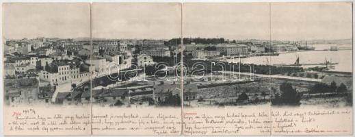 1901 Pola. 4-részes kinyitható panorámalap / 4-tiled folding panoramacard (r)