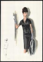 cca 1960 össz. 4 db vintage női divatkép, ofszet nyomat, papír, 30x14 és 34x23,5 cm közötti méretekb...