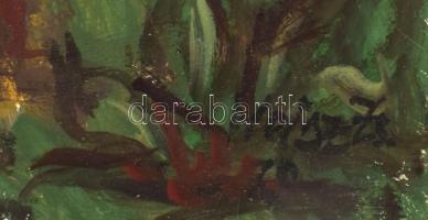 Weisz Zsuzsa (1925-2017): Öreg fa folyónál, Zsennye, 1979. Olaj, farost, jelzett, hátoldalán autográ...