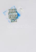 Zsolnay retro süteményes készlet, jelzett, 1 tálon repedéssel, d: 26 cm