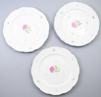 Herendi Tertia 3 darab virágmintás nagytál, jelzett, d: 28 cm