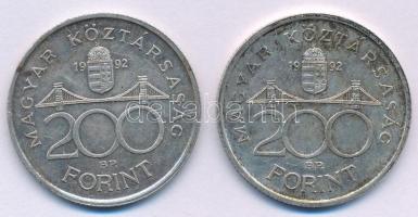1992. 200Ft Ag "MNB" (2x) T:AU,XF patina
Adamo F13