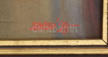 Kalcsó József (1952-): Cigánylány. széle. Olaj, farost, jelzett, hátoldalán autográf felirattal, fa ...