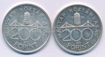 1992. 200Ft Ag "MNB" (2x) T:AU,XF 
Adamo F13