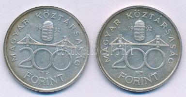 1992. 200Ft Ag "MNB" (2x) T:AU,XF patina
Adamo F13