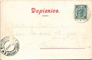 1900 Kmetineves, church in winter, general view. Art Nouveau, floral (Rb)