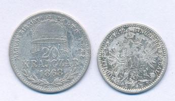 1868KB 20kr Ag "Magyar Királyi Váltó Pénz" + Ausztria 1872. 10kr Ag "Ferenc József&qu...