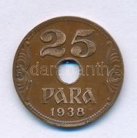 Jugoszlávia 1938. 25P bronz T:XF, peremhiba Yugoslavia 1938. 25 Para bronze C:XF, edge error Krause KM#17