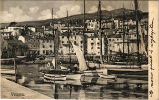 1909 Volosko, Volosca (Abbazia, Opatija); kikötő hajókkal / port with ships