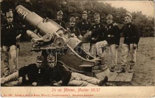 1911 24 cm Mörser, Muster 98/07 / Osztrák-magyar katonák mozsárágyúval / Austro-Hungarian K.u.K. military artillery, soldiers with mortar cannon. Verlag v. Alex J. Klein (EM)