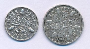 Nagy-Britannia 1932-1936. 3p Ag + 6p Ag "V. György" T:XF,VF, patina
Great Britain 1932-19...
