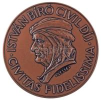 Soltra E. Tamás 2016. "István Bíró Civil Díj" kétoldalas bronz emlékérem eredeti tokban (60mm) T:UNC