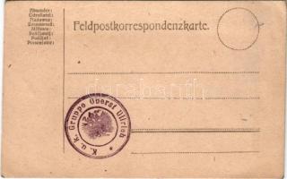 Feldpostkorrespondenzkarte + "K.u.k. Gruppe Oberst Ullrich" (EK)