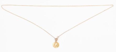 14K arany (Au) nyaklánc Szűz Mária medállal jelzett, 2,37 g,, 46 cm