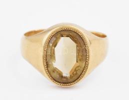 14K arany (Au) gyűrű citrinnel ékítve jelzett, mesterjegyes, br 7,6 g, m: 62