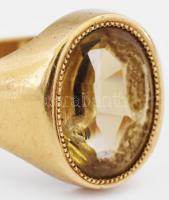 14K arany (Au) gyűrű citrinnel ékítve jelzett, mesterjegyes, br 7,6 g, m: 62