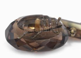 Füstkvarc scarabeust ábrázoló fülbevaló pár. Nagy kő mérete 20 mm