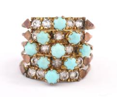 Gyűrű 14k arany (Au) türkizekkel ékítve, jn. br 5 g m: 56