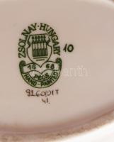 Zsolnay virágmintás hamuzó, jelzett, kopással, h: 12 cm