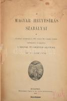 A magyar helyesírás szabályai. Bp., 1922, MTA,(Hornyánszky Viktor-ny.) Átkötött félvászon-kötés, kissé kopott borítóval, foltos lapokkal.