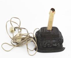 Régi bronz asztali lámpa, sérüléssel, m: 21 cm