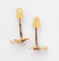 14K arany fülbevaló brillekkel. 0,118ct jelzett , tanúsítvánnyal br: 0,75 g
