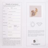 14K arany fülbevaló brillekkel. 0,118ct jelzett , tanúsítvánnyal br: 0,75 g