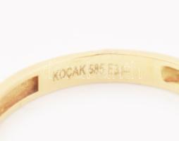 14K arany (Au) gyűrű cirkónnal ékítve, jelzett, méret: 52, br: 1,68 g